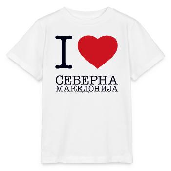 I LOVE NORTH MACEDONIA Nordmazedonien - Stanley/Stella Kinder T-Shirt MINI CREATOR  - Weiß - Vorne - Maike (125cm)
