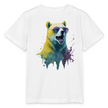 cooler Eisbär mit Sonnenbrille, Portrait - Stanley/Stella Kinder T-Shirt MINI CREATOR  - Weiß - Vorne - Maike (125cm)