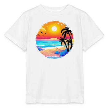 Summer Sunset Beach Watercolor - Stanley/Stella MINI CREATOR Kids’ T-Shirt - white - Front - Maike (125cm)