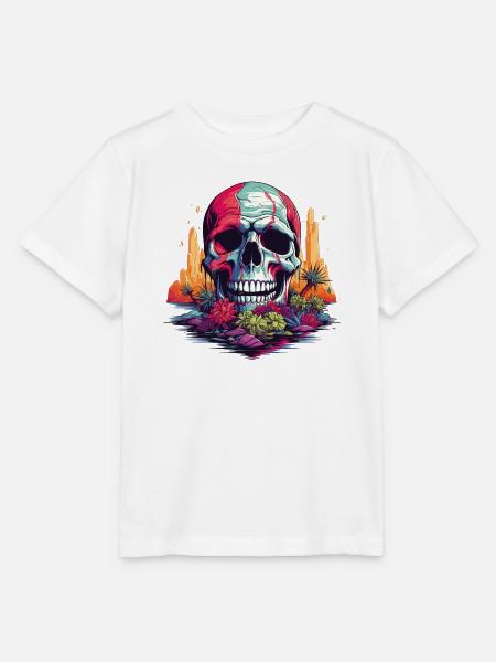 Bunter Totenkopf im Wüstenparadies - Stanley/Stella Kinder T-Shirt MINI CREATOR  - Weiß