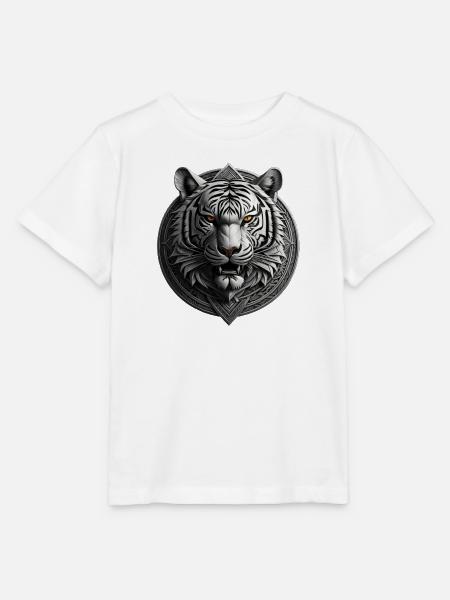 Weißer Tiger Medaillon Emblem - Stanley/Stella Kinder T-Shirt MINI CREATOR  - Weiß