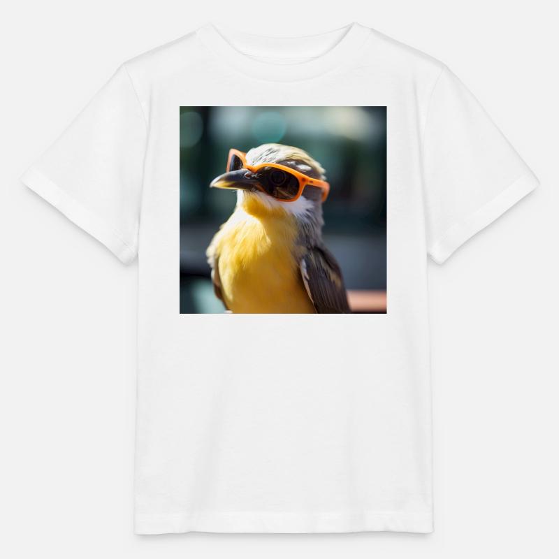 Vogel mit Orangen Sonnenbrillen - Stanley/Stella Kinder T-Shirt MINI CREATOR  - Weiß
