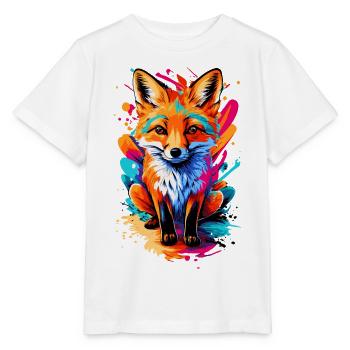 Bébé renard - renard roux mignon - renard coloré - T-shirt bio MINI CREATOR Stanley/Stella Enfant - blanc - Devant - Maike (125cm)