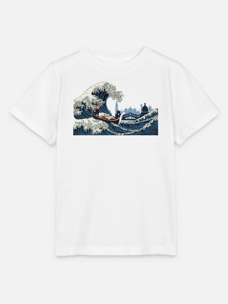 Große Welle Humor Venedig Italien Japan T-Shirt - Stanley/Stella Kinder T-Shirt MINI CREATOR - Weiß