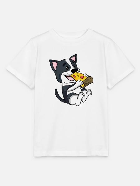Boston Terrier Hund Pizza - Stanley/Stella Kinder T-Shirt MINI CREATOR  - Weiß