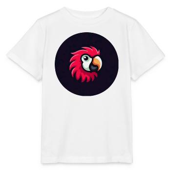 Cute parrot in comic style in red - Stanley/Stella MINI CREATOR Kids’ T-Shirt - white - Front - Maike (125cm)