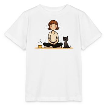 Yoga Dog and Coffee - Stanley/Stella MINI CREATOR Kids’ T-Shirt - white - Front - Maike (125cm)