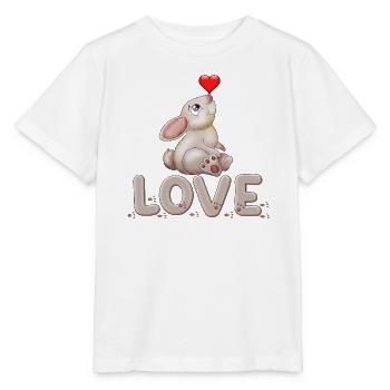 Süßer Hase mit Herz Liebesdisplay - Stanley/Stella Kinder T-Shirt MINI CREATOR  - Weiß - Vorne - Maike (125cm)