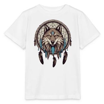 Attrape-rêves avec loup - T-shirt bio MINI CREATOR Stanley/Stella Enfant - blanc - Devant - Maike (125cm)