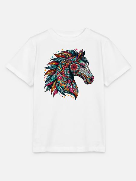 Pferd mit Mandalas verziert - Stanley/Stella Kinder T-Shirt MINI CREATOR - Weiß
