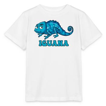 Blue Iguana Cartoon with IGUANA Text - Stanley/Stella MINI CREATOR Kids’ T-Shirt - white - Front - Maike (125cm)