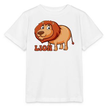 Lebhafter Löwe Cartoon T-Shirt - Stanley/Stella Kinder T-Shirt MINI CREATOR  - Weiß - Vorne - Maike (125cm)