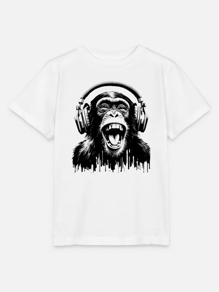 Music Monkey World 🎧 Affe mit Kopfhörern - Stanley/Stella Kinder T-Shirt MINI CREATOR  - Weiß