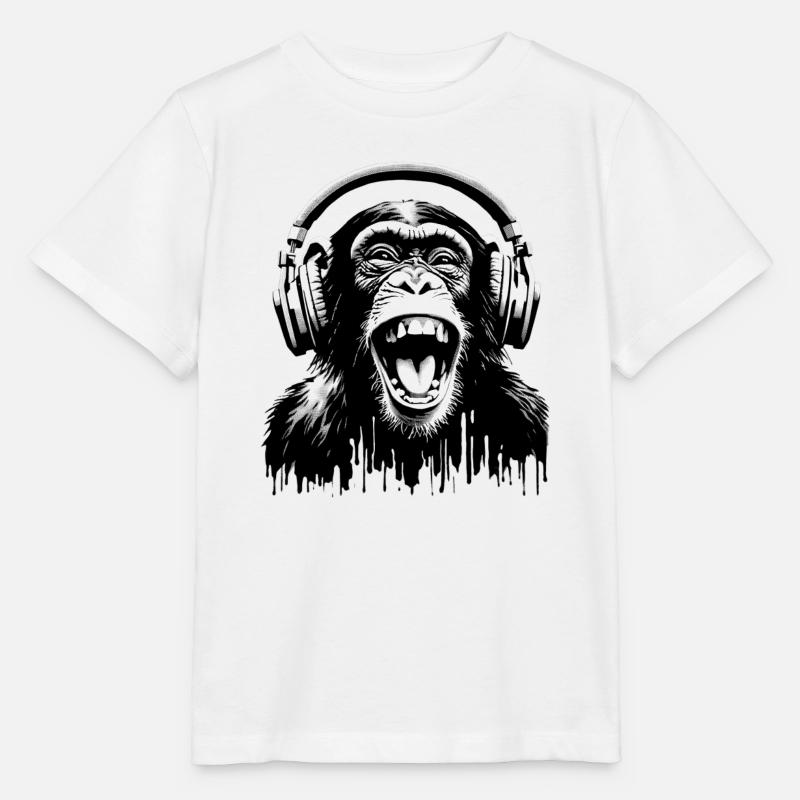 Music Monkey World 🎧 Affe mit Kopfhörern - Stanley/Stella Kinder T-Shirt MINI CREATOR  - Weiß