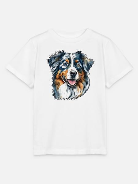 Australian Shepherd Portrait - Stanley/Stella Kinder T-Shirt MINI CREATOR - Weiß