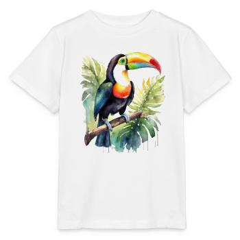 Aquarelle de Toucan - T-shirt bio MINI CREATOR Stanley/Stella Enfant - blanc - Devant - Maike (125cm)