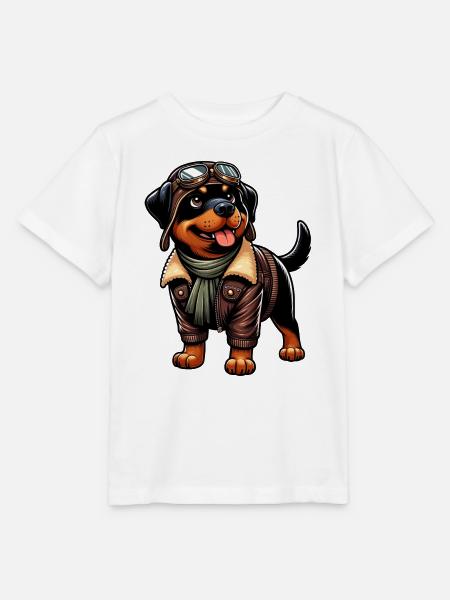 Rottweiler Pilot Design - Stanley/Stella Kinder T-Shirt MINI CREATOR - Weiß