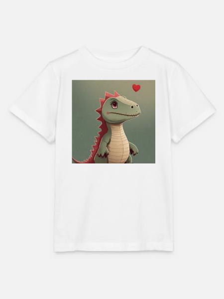 Liebes-Dino mit Herzballon - Stanley/Stella Kinder T-Shirt MINI CREATOR - Weiß