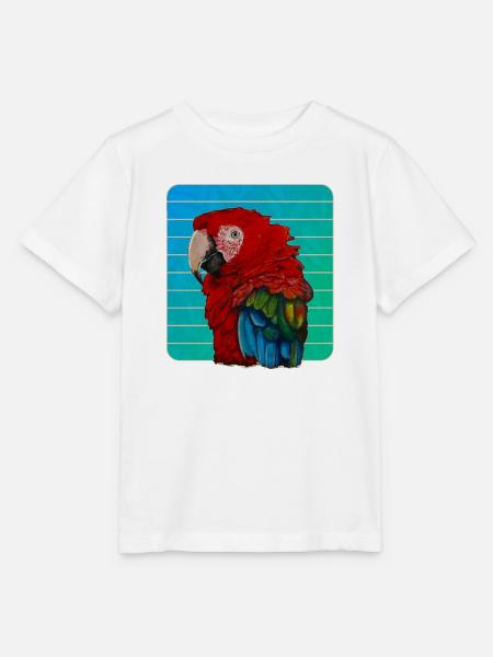 Roter Ara Papagei Gouache Malerei - Stanley/Stella Kinder T-Shirt MINI CREATOR - Weiß