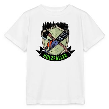 hache disant bûcheron tronçonneuse scie à bois scie à bois - T-shirt bio MINI CREATOR Stanley/Stella Enfant - blanc - Devant - Maike (125cm)