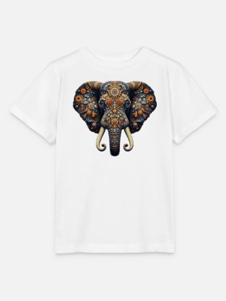 Im Mosaik-Stil verzierter Elefant - Stanley/Stella Kinder T-Shirt MINI CREATOR - Weiß