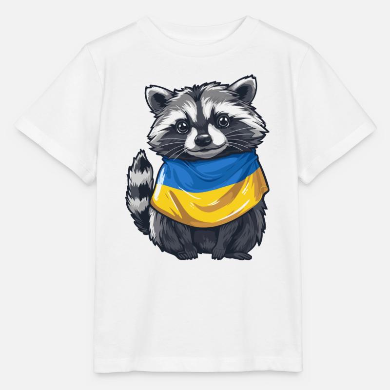 Niedlicher Waschbär mit Ukraine Halstuch - Stanley/Stella Kinder T-Shirt MINI CREATOR  - Weiß