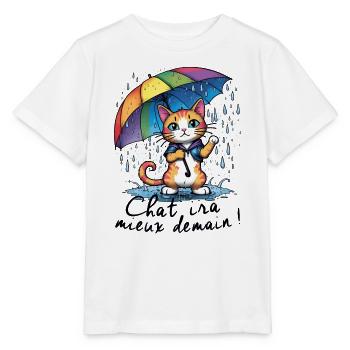 Der Katze wird es morgen besser gehen - Stanley/Stella Kinder T-Shirt MINI CREATOR  - Weiß - Vorne - Maike (125cm)