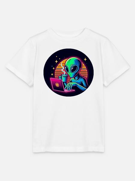 Alien bei der Arbeit - Stanley/Stella Kinder T-Shirt MINI CREATOR  - Weiß