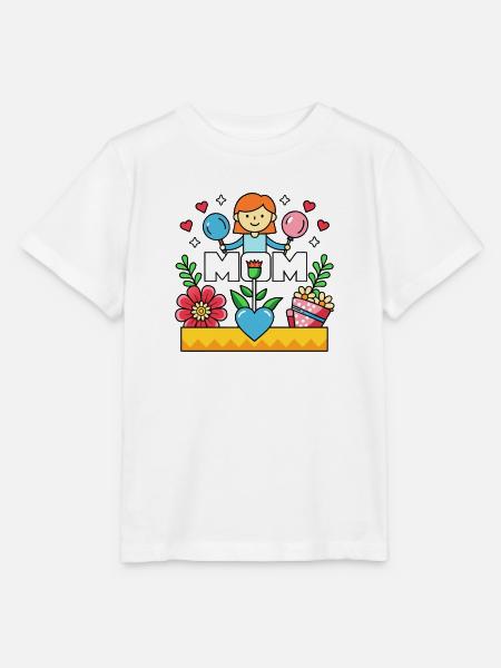 MOM Blühende Mutterliebe Cartoon - Stanley/Stella Kinder T-Shirt MINI CREATOR - Weiß