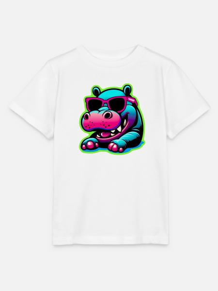 Nilpferd mit Sonnenbrille - Stanley/Stella Kinder T-Shirt MINI CREATOR - Weiß