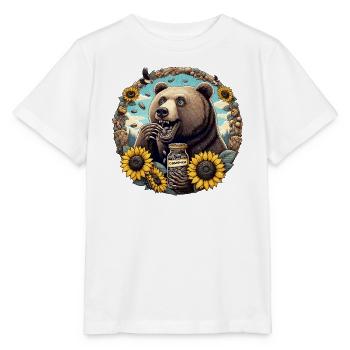 Bär Sonnenblumenkerne Sonnenblumenkörner Geschenk - Stanley/Stella Kinder T-Shirt MINI CREATOR  - Weiß - Vorne - Maike (125cm)