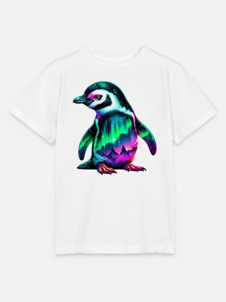 Aurora Borealis Pinguin - Stanley/Stella Kinder T-Shirt MINI CREATOR - Weiß