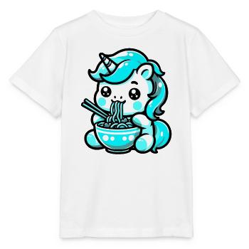 Japanische Kawaii Einhorn Ramen Asiatische Küche - Stanley/Stella Kinder T-Shirt MINI CREATOR  - Weiß - Vorne - Maike (125cm)