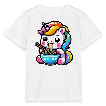 Japanische Kawaii Einhorn Ramen Asiatische Küche - Stanley/Stella Kinder T-Shirt MINI CREATOR  - Weiß - Vorne - Maike (125cm)