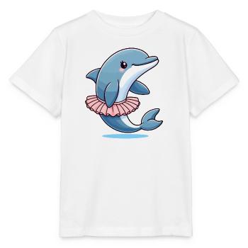 Balletic Dolphin: Graceful Waves - Stanley/Stella MINI CREATOR Kids’ T-Shirt - white - Front - Maike (125cm)