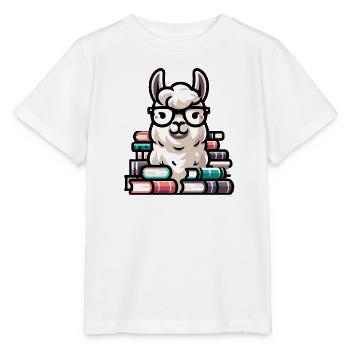 Lama rat de bibliothèque : l’alpaga littéraire - T-shirt bio MINI CREATOR Stanley/Stella Enfant - blanc - Devant - Maike (125cm)