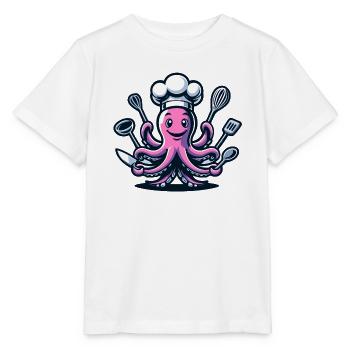 Octo-Chef: Der Gourmet-Tentakel - Stanley/Stella Kinder T-Shirt MINI CREATOR  - Weiß - Vorne - Maike (125cm)