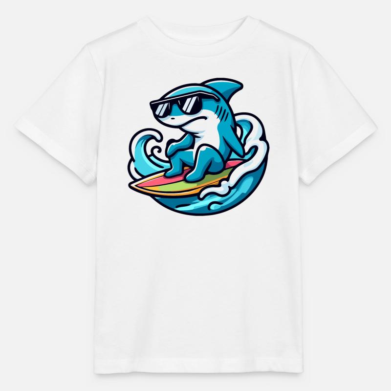 Shark Wave Rider : la sensation du surf - T-shirt bio MINI CREATOR Stanley/Stella Enfant - blanc