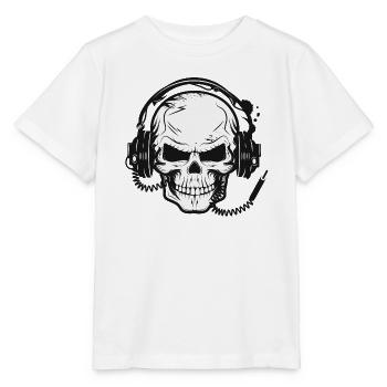 Crâne,Crâne,Crâne avec écouteurs - T-shirt bio MINI CREATOR Stanley/Stella Enfant - blanc - Devant - Maike (125cm)