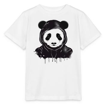 witziger Panda Bär Kopf mit Hoodie Kapuze - Stanley/Stella Kinder T-Shirt MINI CREATOR  - Weiß - Vorne - Maike (125cm)