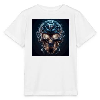 Crâne fusionné avec serpent 3D - T-shirt bio MINI CREATOR Stanley/Stella Enfant - blanc - Devant - Maike (125cm)