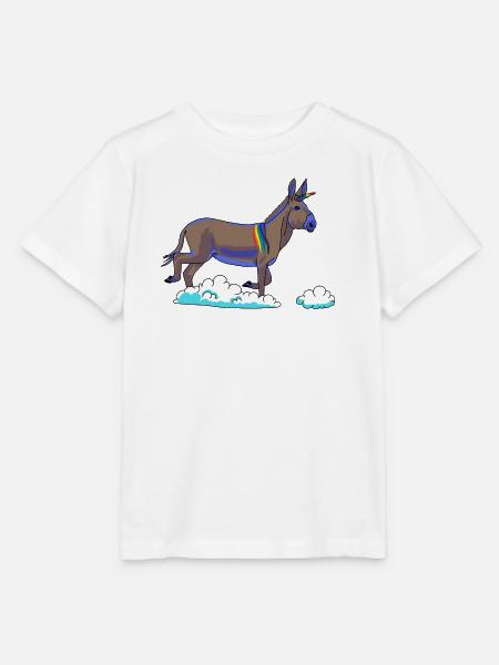 Regenbogen-Einhorn auf Wolken - Stanley/Stella Kinder T-Shirt MINI CREATOR - Weiß