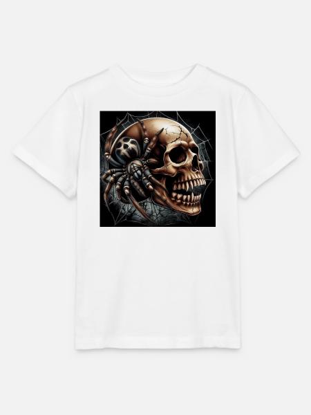 Crâne et araignée - T-shirt bio MINI CREATOR Stanley/Stella Enfant - blanc