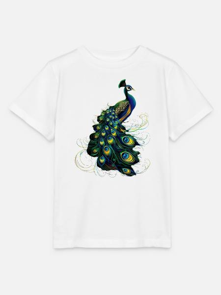 Pfau Blauer Pfau Pfauen Peacock Rad Pfauenrad Pfau - Stanley/Stella Kinder T-Shirt MINI CREATOR  - Weiß