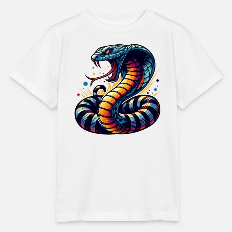 motif serpent Cobra dynamique et coloré - T-shirt bio MINI CREATOR Stanley/Stella Enfant - blanc