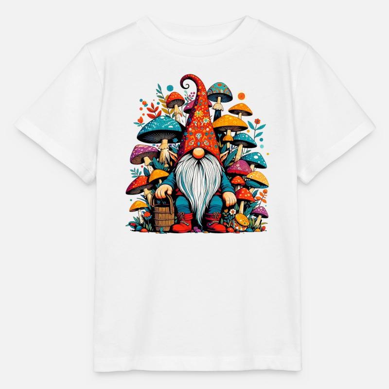 Gnome aux champignons - T-shirt bio MINI CREATOR Stanley/Stella Enfant - blanc
