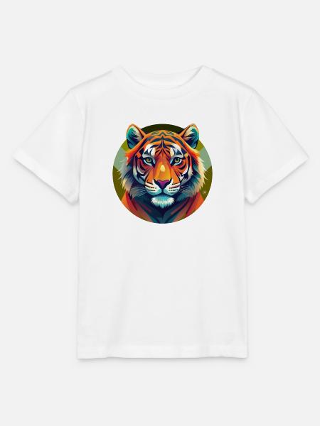 Tiger-Geometrische Schwingung - Stanley/Stella Kinder T-Shirt MINI CREATOR - Weiß