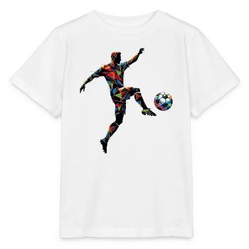 dynamischer Fußballspieler spielt Fußball - Stanley/Stella Kinder T-Shirt MINI CREATOR  - Weiß - Vorne - Maike (125cm)
