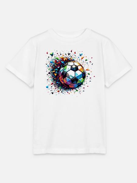 Bunt dynamisches Fußball Motiv mit Lichtreflexe - Stanley/Stella Kinder T-Shirt MINI CREATOR  - Weiß