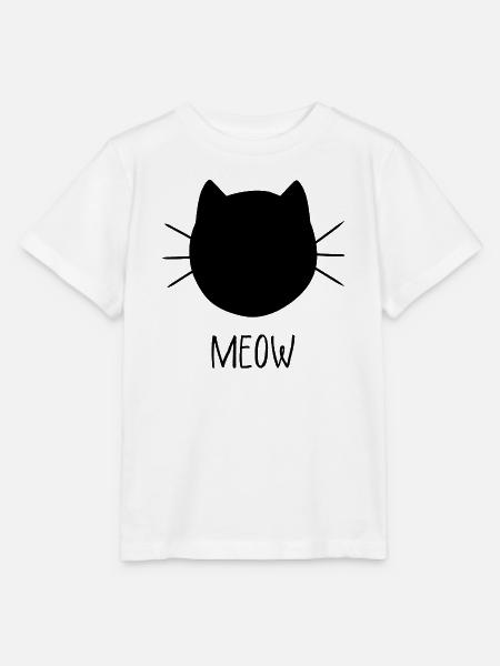 MEOW Katzenkopf Silhouette - Stanley/Stella Kinder T-Shirt MINI CREATOR - Weiß